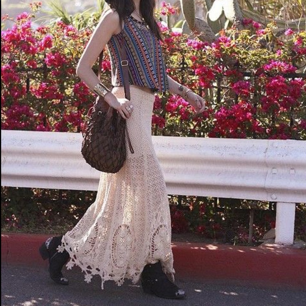 Rare Free People Mi Amore Crochet Maxi Skirt 0 - Picture 5 of 8
